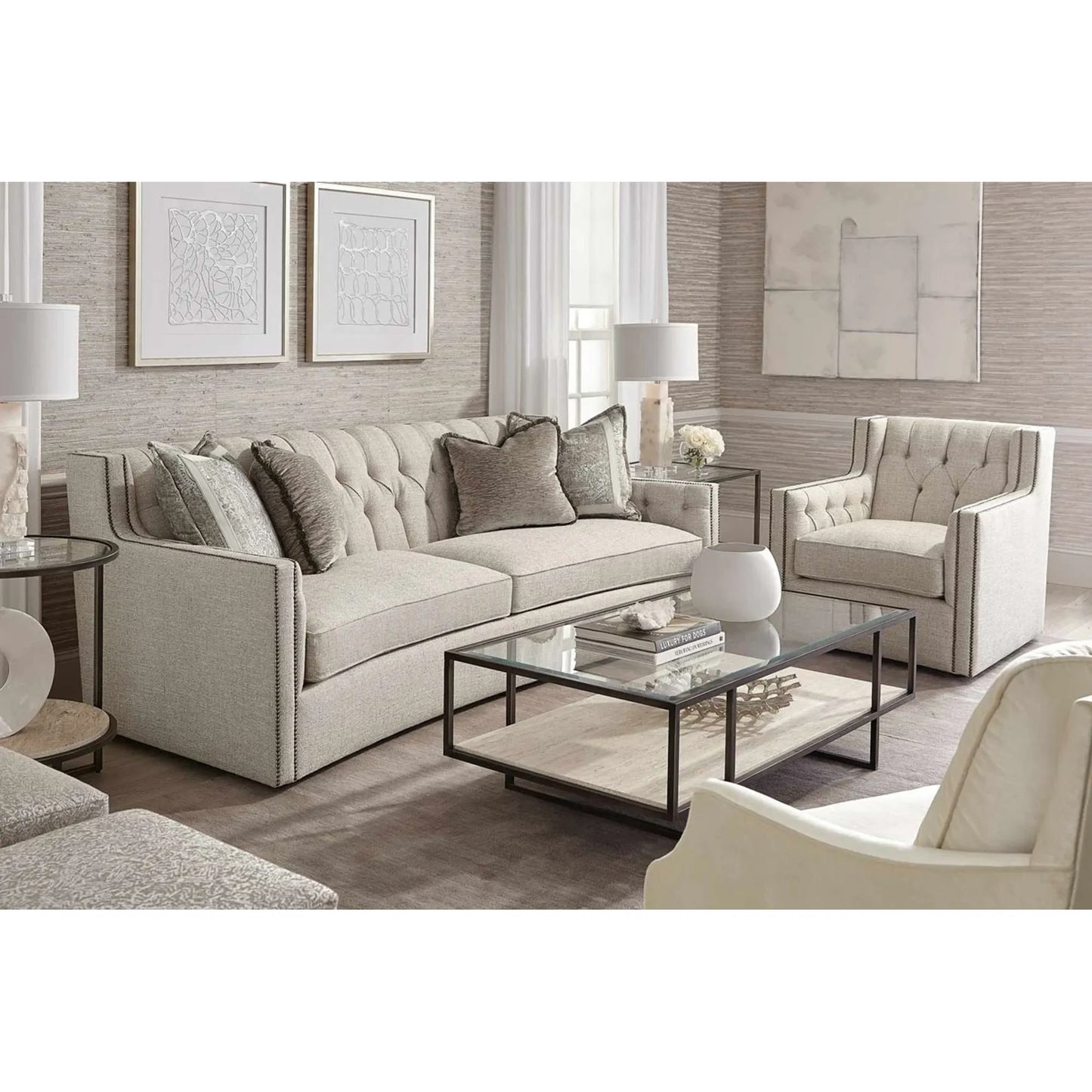 Bernhardt Candace Sofa - Beige Fabric, lifestyle setting
