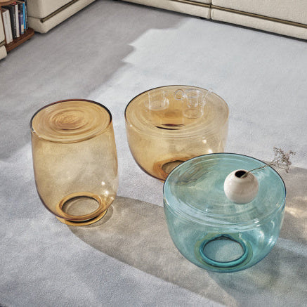Bontempi Casa H2o Coffee Table in glass round, lifestyle setting