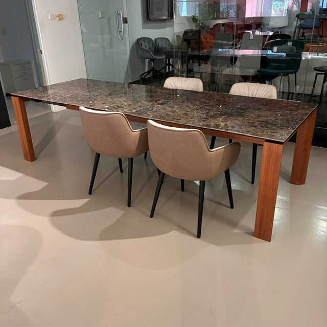 Omnia Extension Dining Table - Walnut/Emperador