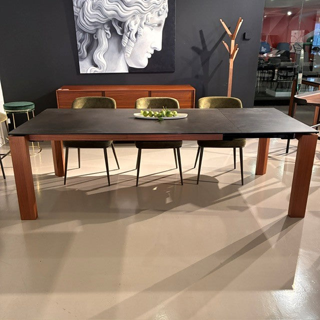 Omnia Extension Dining Table - Walnut/Oxide Black