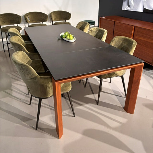 Omnia Extension Dining Table - Walnut/Oxide Black