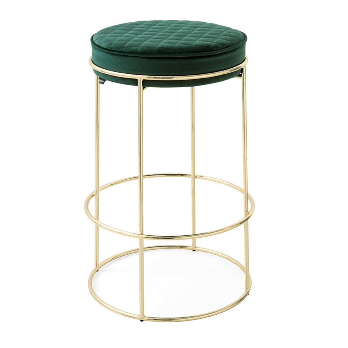 Calligaris Atollo Stool in Polished Brass/Forest Green