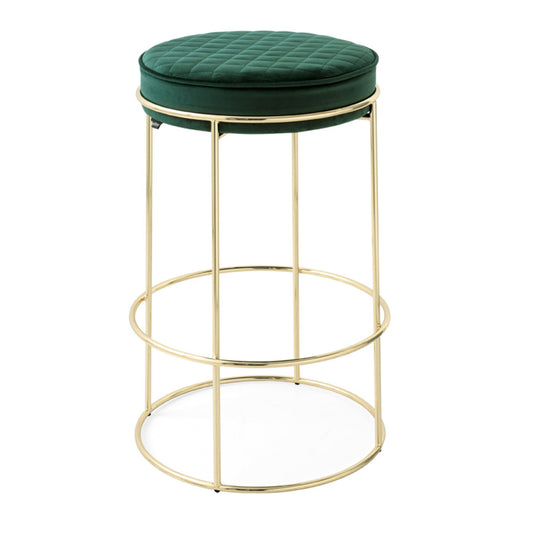 Calligaris Atollo Stool in Polished Brass/Forest Green