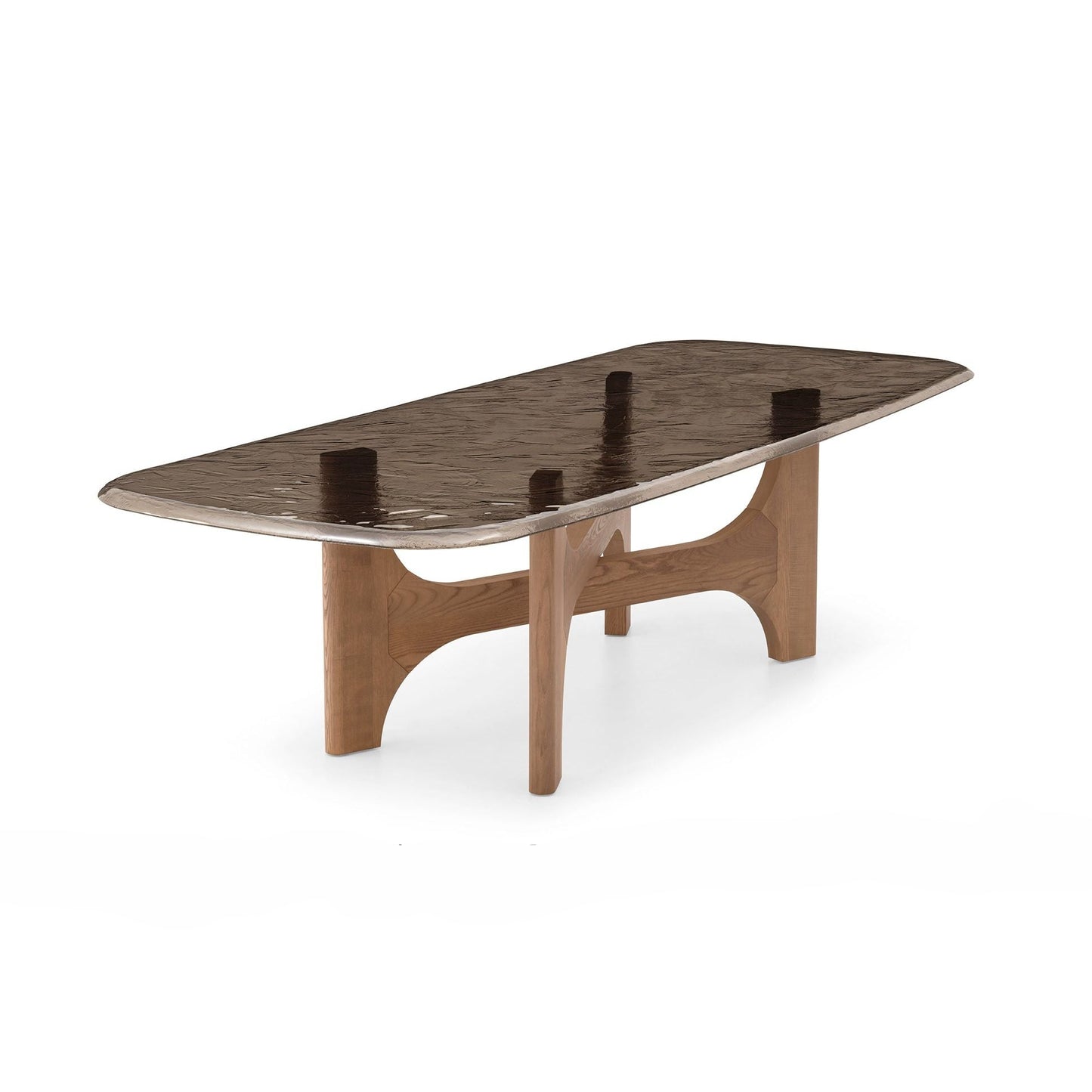 A modern rectangular coffee table with a dark textured stone top and a light brown wooden base, shown on a plain white background.