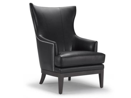 Merton Armchair in Black Leather (angle) Merton Chair in Black Leather and Nickel Studs Merton Chair in Black Leather and Nickel Studs Teknica Kuka A-709